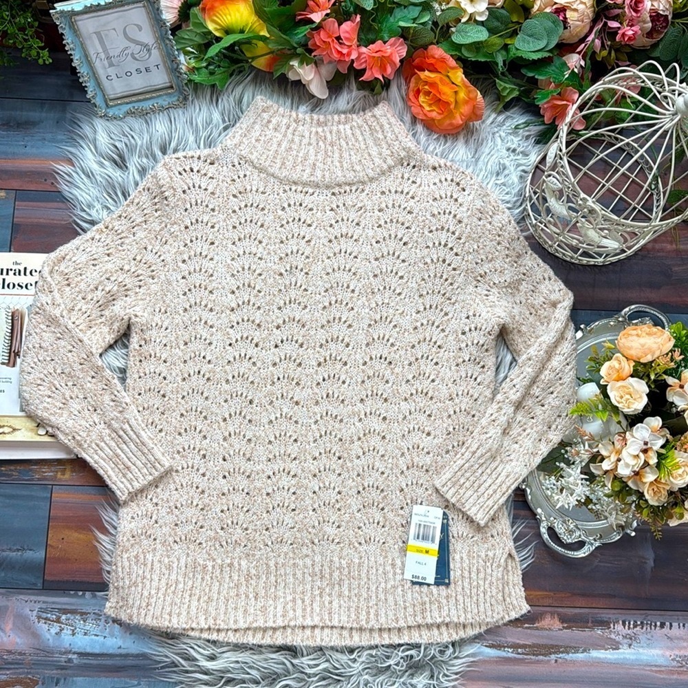 NWT Democracy Off White Knit Turtleneck Sweater - Picture 3 of 10